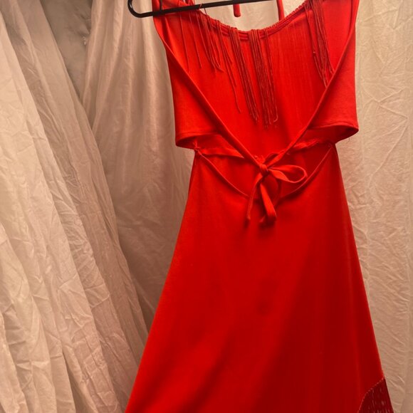 Vintage Country western star fringe dress halter open back - Picture 2 of 5